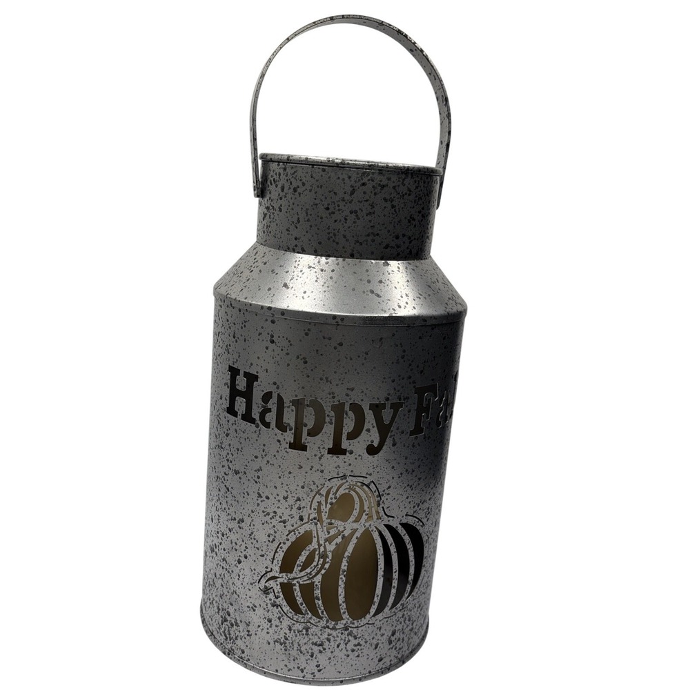 Tin Lantern  With Handle - Candle Holder/ Happy‎ Fall 12" Pre-owned